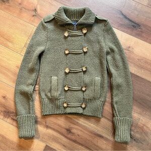 Vintage American Eagle Outfitters Y2K Double Breast Military Zip Up Sweater S